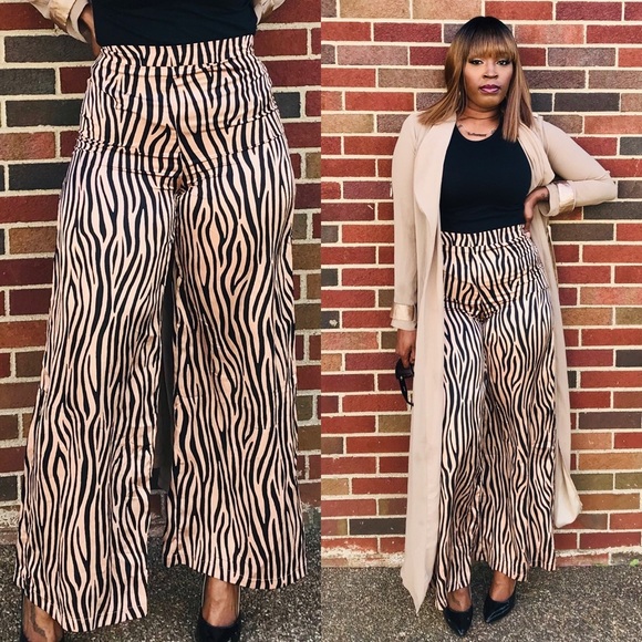 DO+BE COPPER ZEBRA ANIMAL PRINT PANTS - Picture 2 of 8